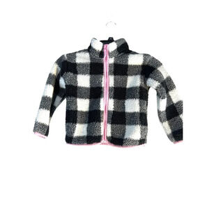 Jumping Beans Girls Jacket Full Zip Black/Gray/White/Pink Plaid Size 4T
